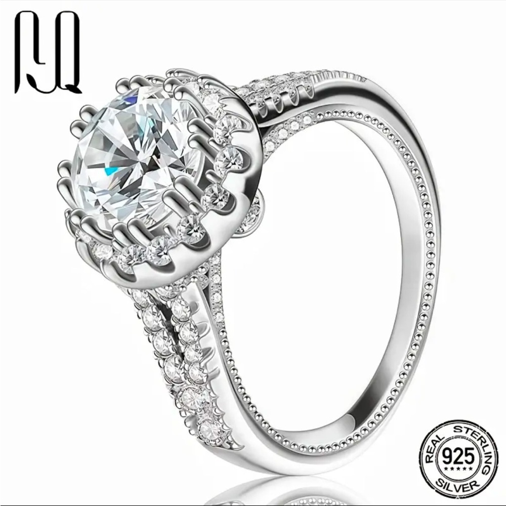 Moissanite 2.20 Ct Round Cut Halo Engagement Ring Sterling Silver S925 NWT Size - Picture 6 of 8